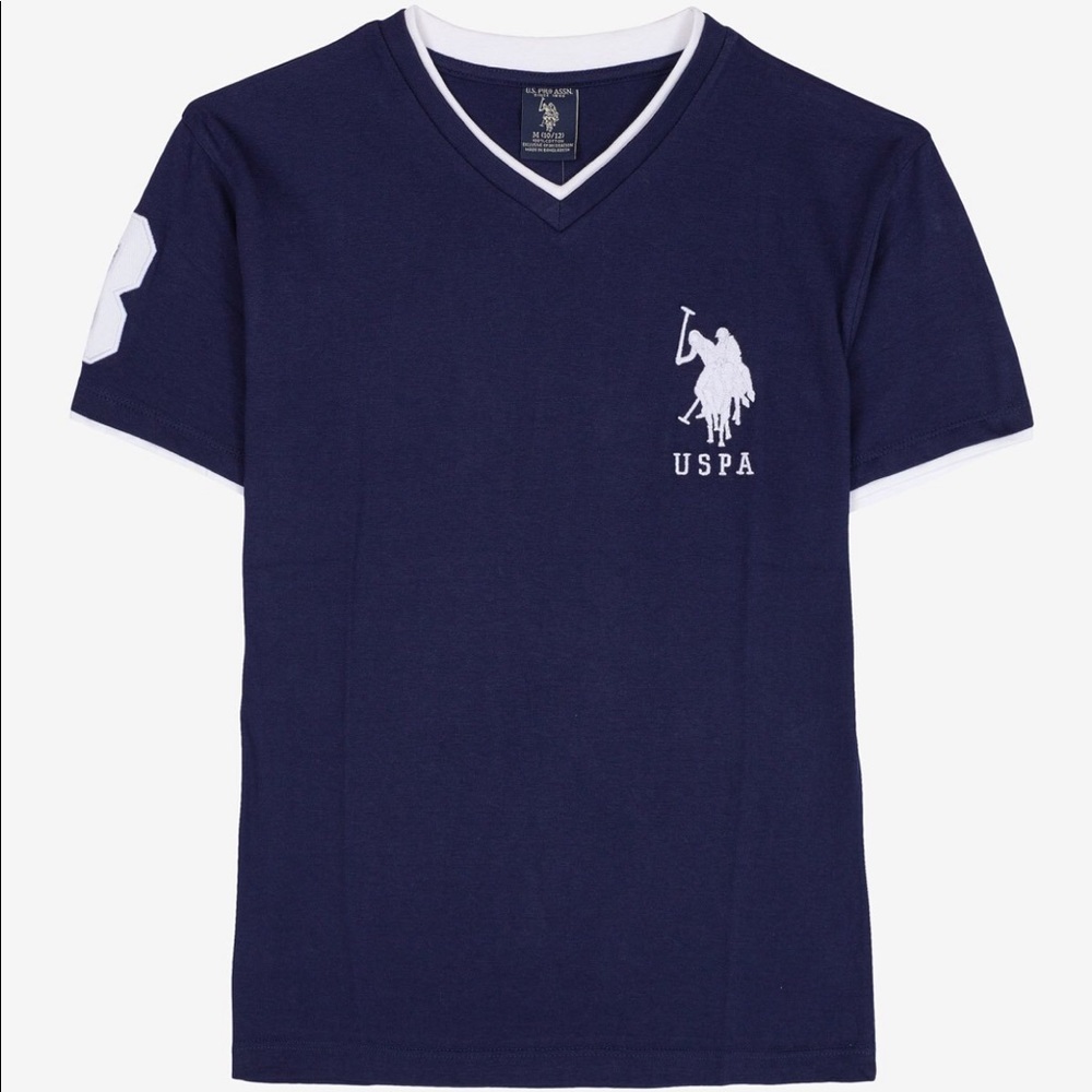 U.S Polo Assassin Men V-Neck Big Polo Logo Shirt